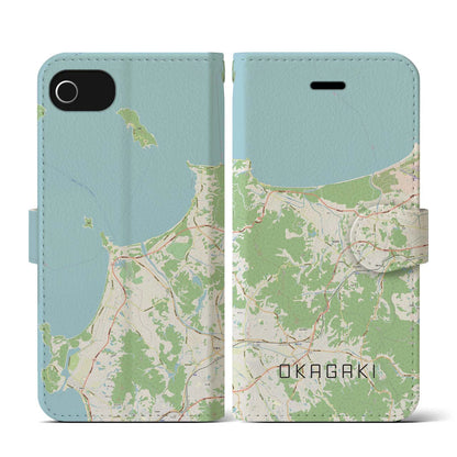 【岡垣（福岡県）】地図柄iPhoneケース（手帳タイプ）ナチュラル・iPhone SE（第3 / 第2世代） / 8 / 7 / 6s / 6 用