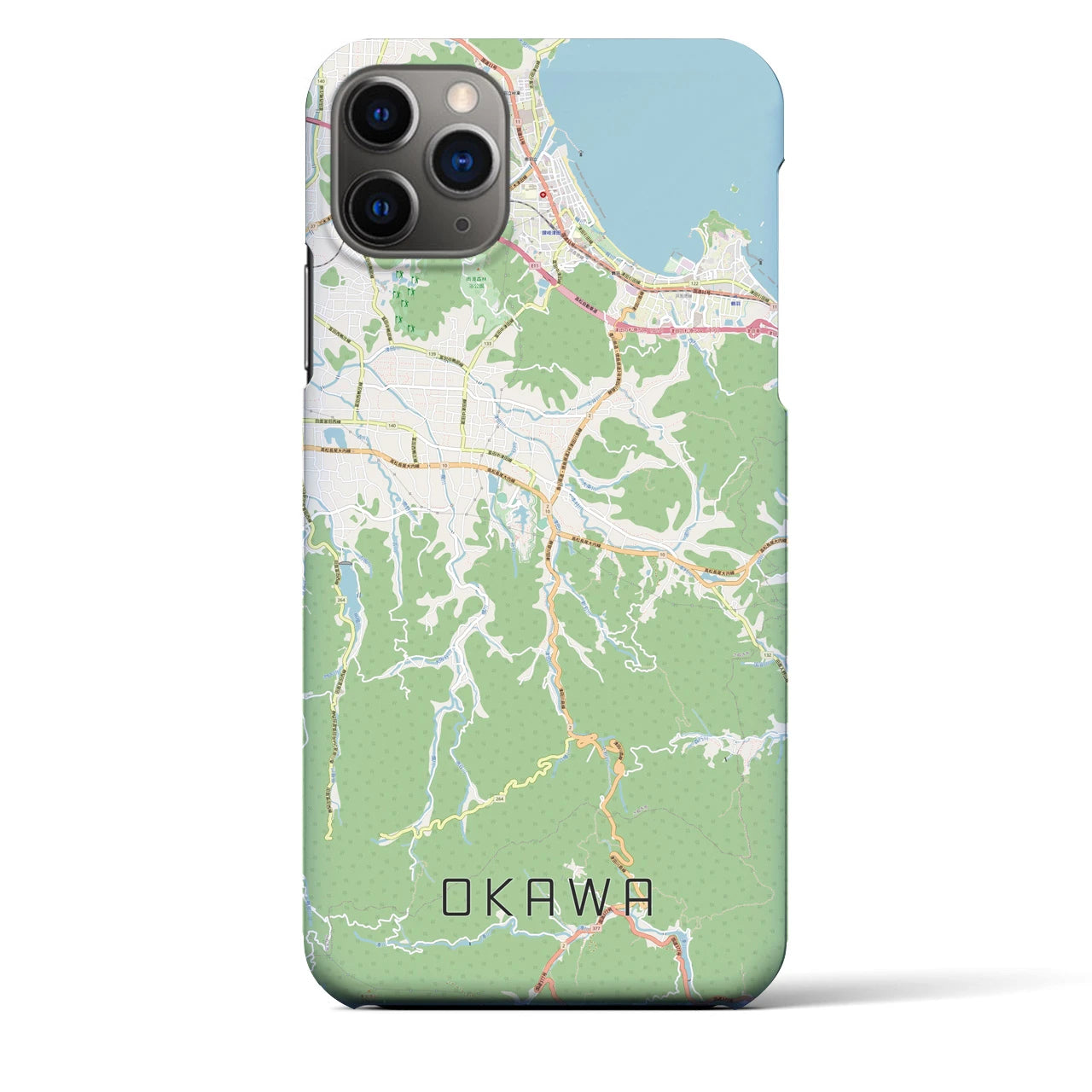 【大川】地図柄iPhoneケース（バックカバータイプ・ナチュラル）iPhone 11 Pro Max 用