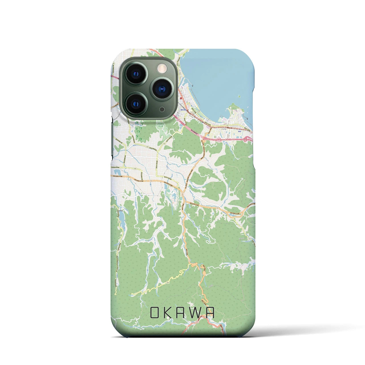 【大川】地図柄iPhoneケース（バックカバータイプ・ナチュラル）iPhone 11 Pro 用
