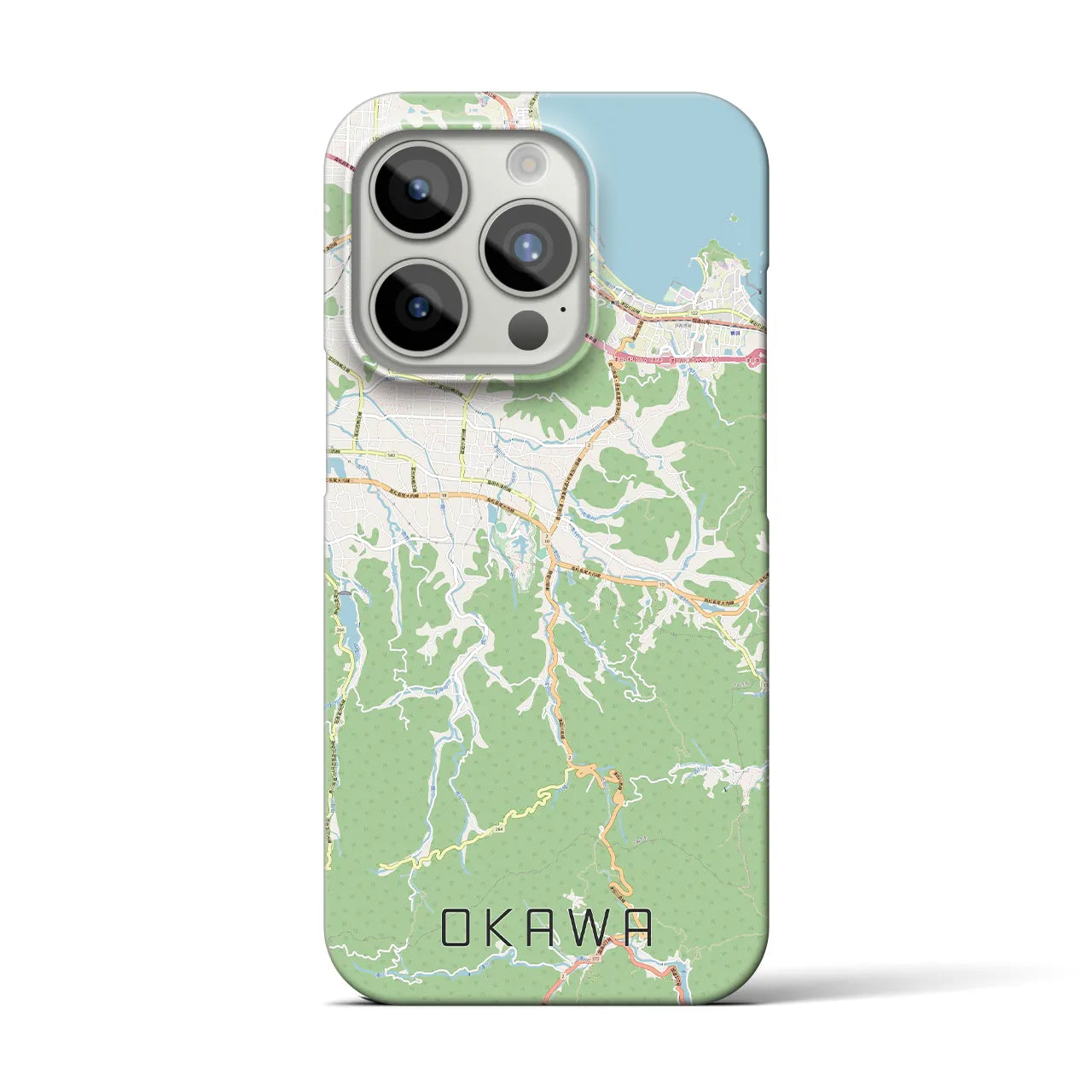 【大川】地図柄iPhoneケース（バックカバータイプ・ナチュラル）iPhone 15 Pro 用
