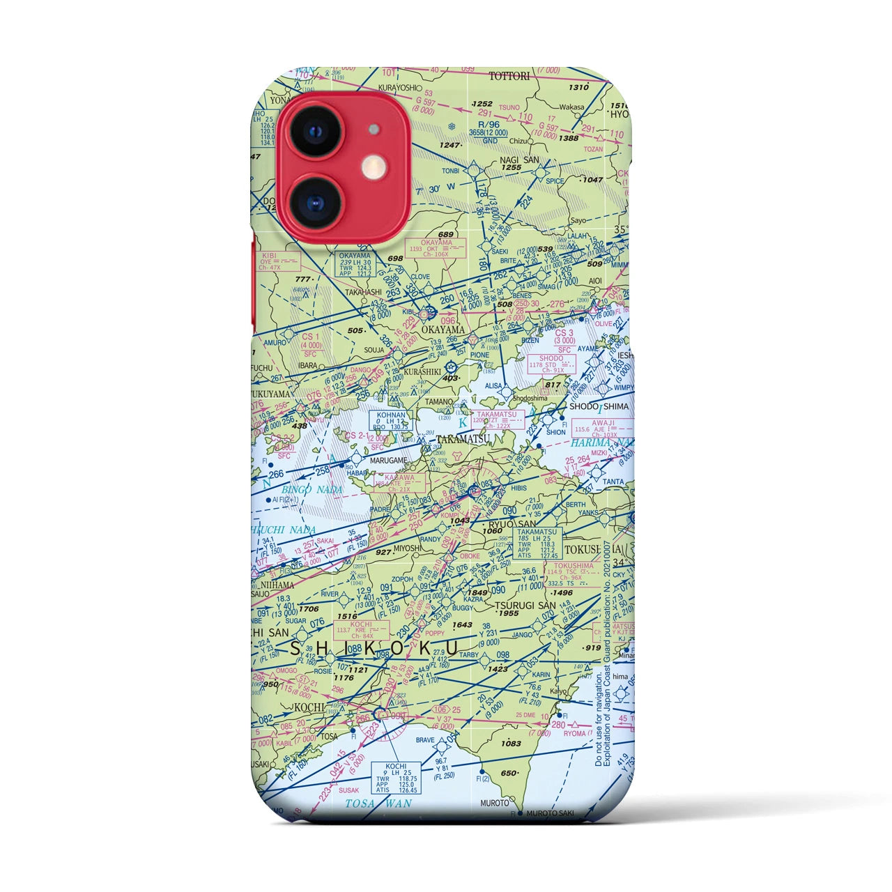 【岡山・高松航空図】地図柄iPhoneケース（バックカバータイプ・デイタイムフライト）iPhone 11 用