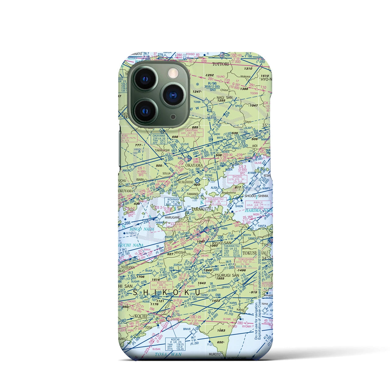【岡山・高松航空図】地図柄iPhoneケース（バックカバータイプ・デイタイムフライト）iPhone 11 Pro 用