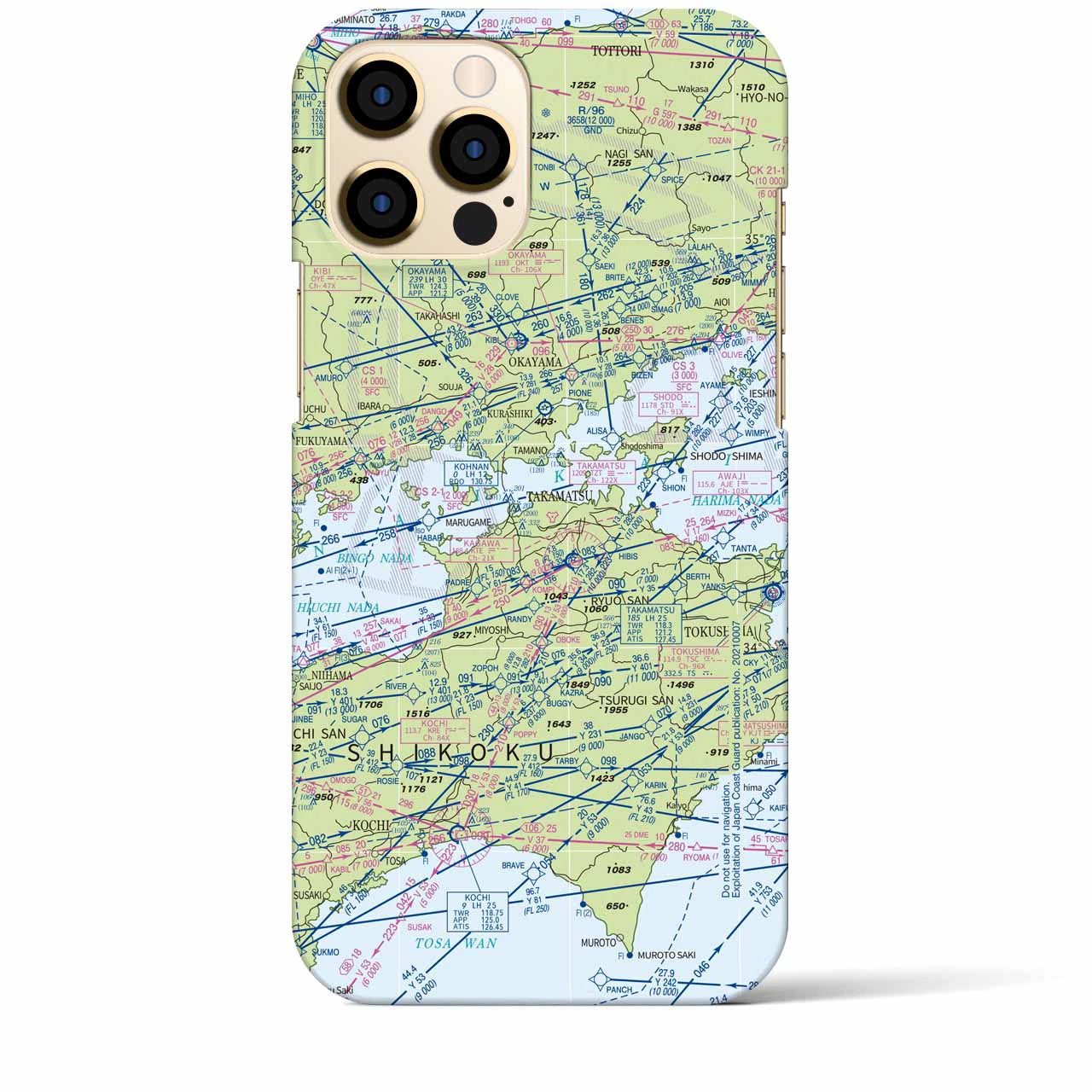 【岡山・高松航空図】地図柄iPhoneケース（バックカバータイプ・デイタイムフライト）iPhone 12 Pro Max 用