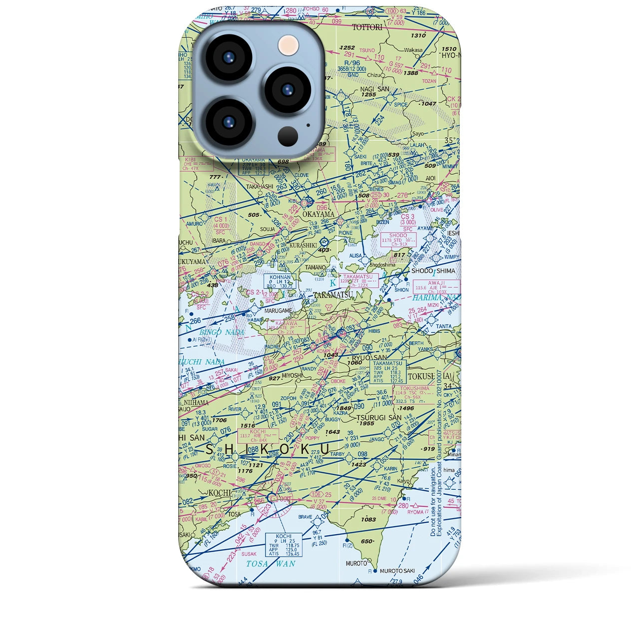 【岡山・高松航空図】地図柄iPhoneケース（バックカバータイプ・デイタイムフライト）iPhone 13 Pro Max 用