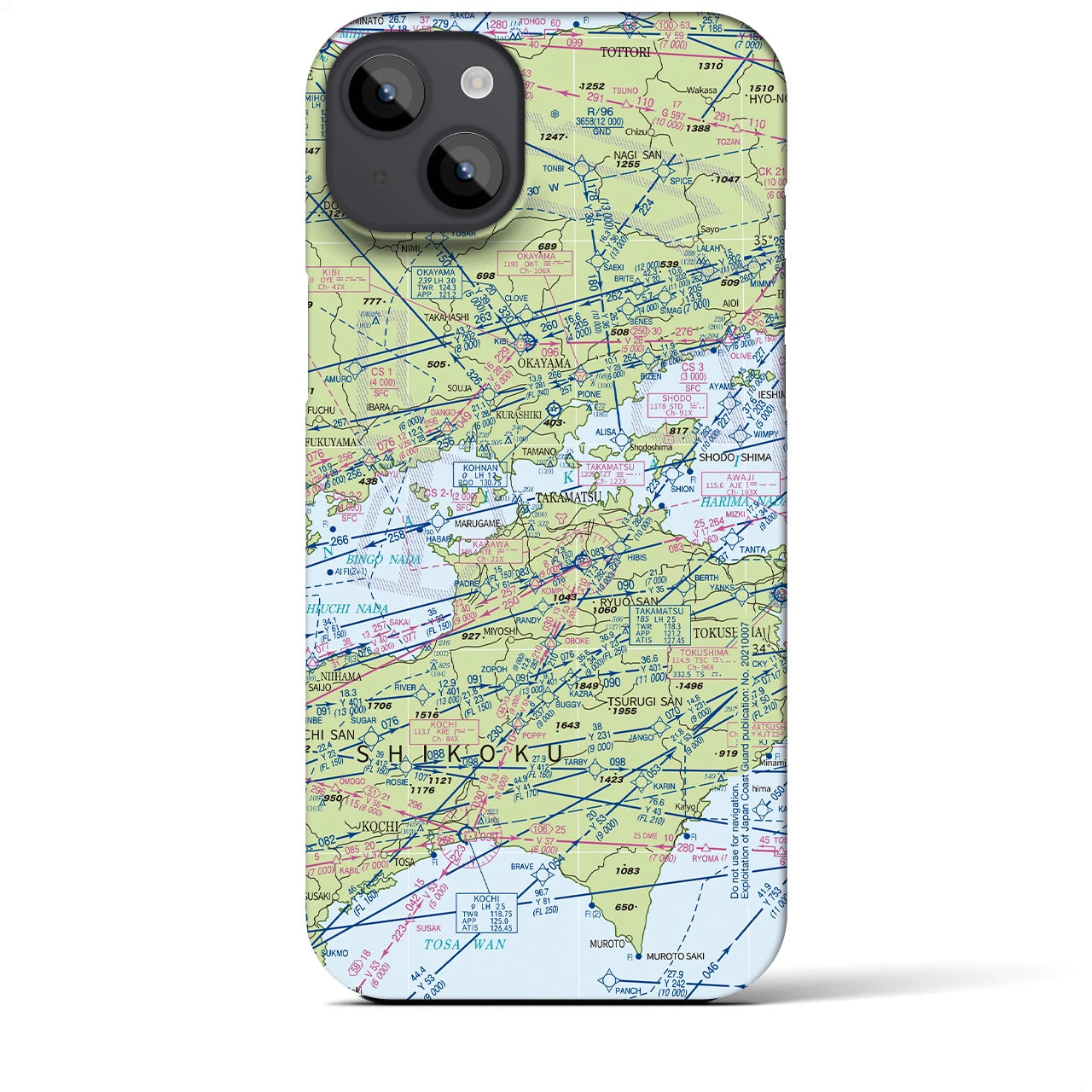 【岡山・高松航空図】地図柄iPhoneケース（バックカバータイプ・デイタイムフライト）iPhone 14 Plus 用