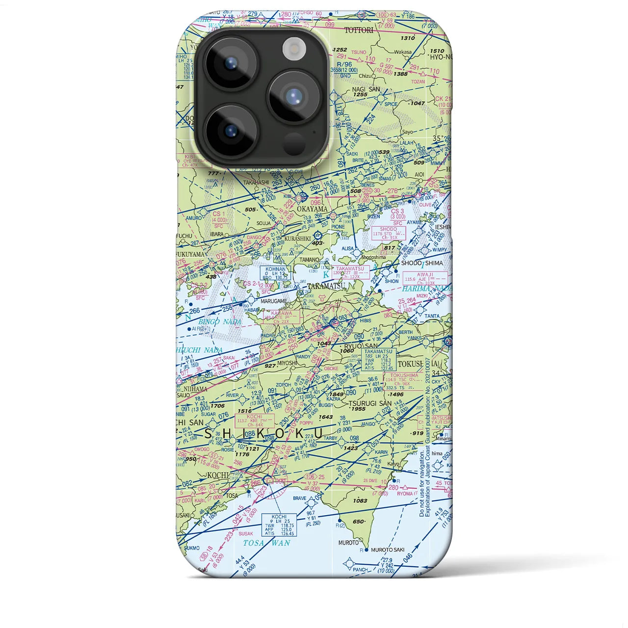 【岡山・高松航空図】地図柄iPhoneケース（バックカバータイプ・デイタイムフライト）iPhone 15 Pro Max 用