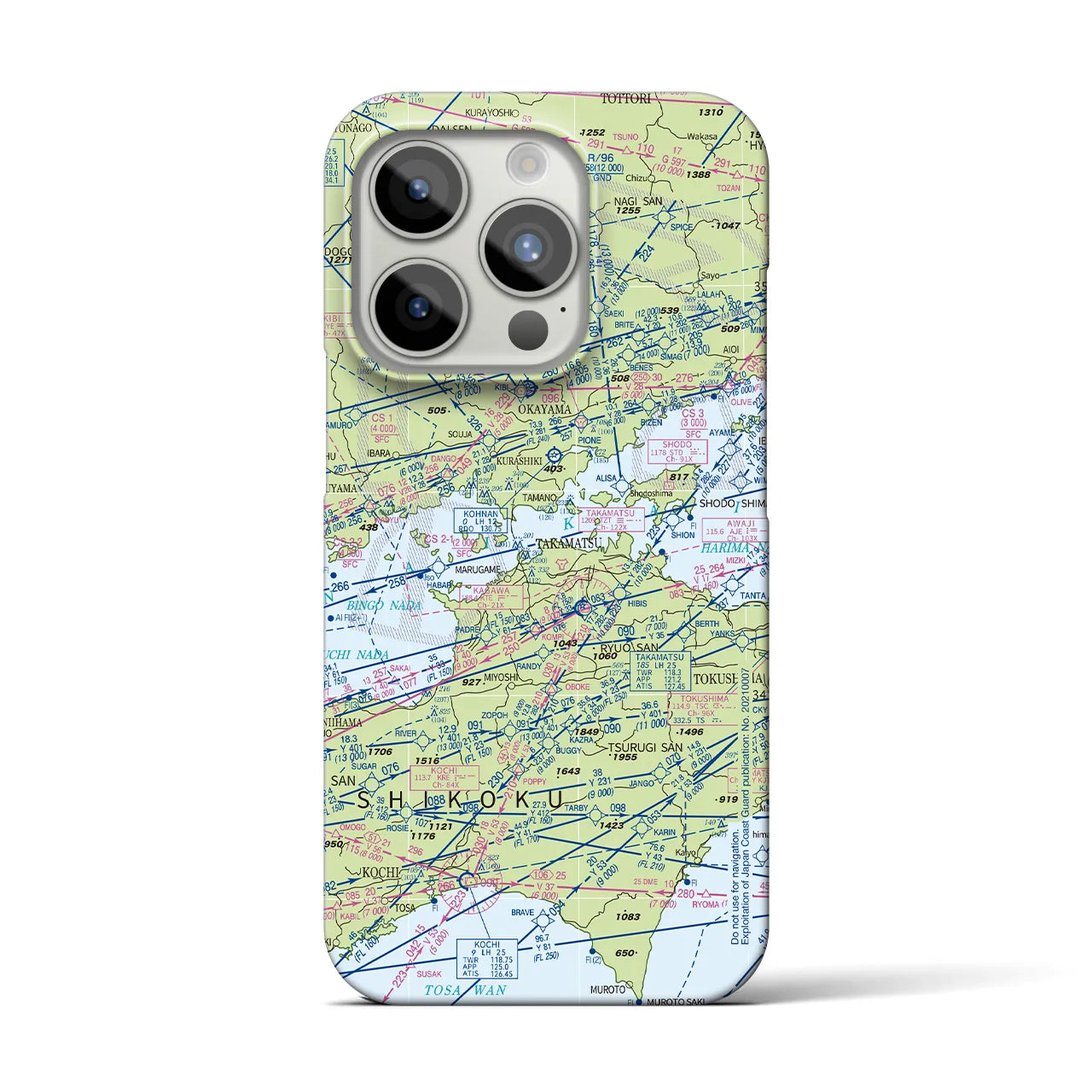 【岡山・高松航空図】地図柄iPhoneケース（バックカバータイプ・デイタイムフライト）iPhone 15 Pro 用