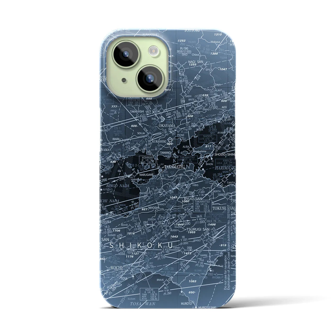 【岡山・高松航空図】地図柄iPhoneケース（バックカバータイプ・X-Ray）iPhone 15 用