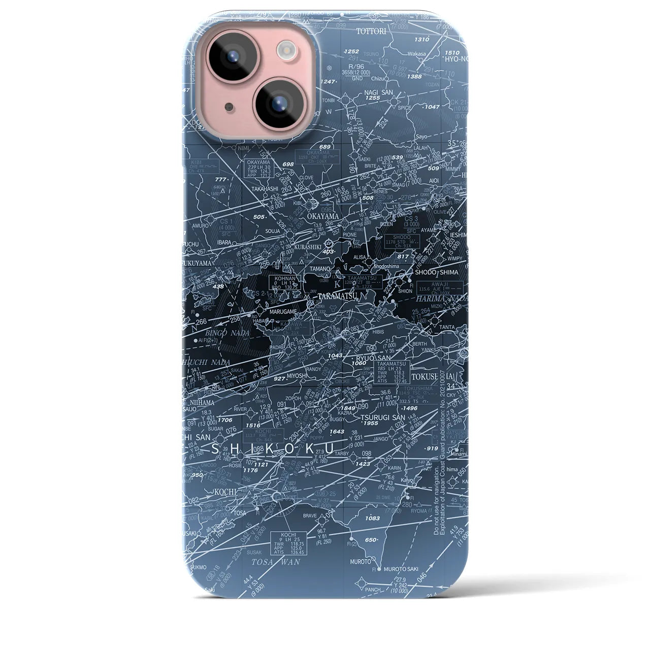 【岡山・高松航空図】地図柄iPhoneケース（バックカバータイプ・X-Ray）iPhone 15 Plus 用