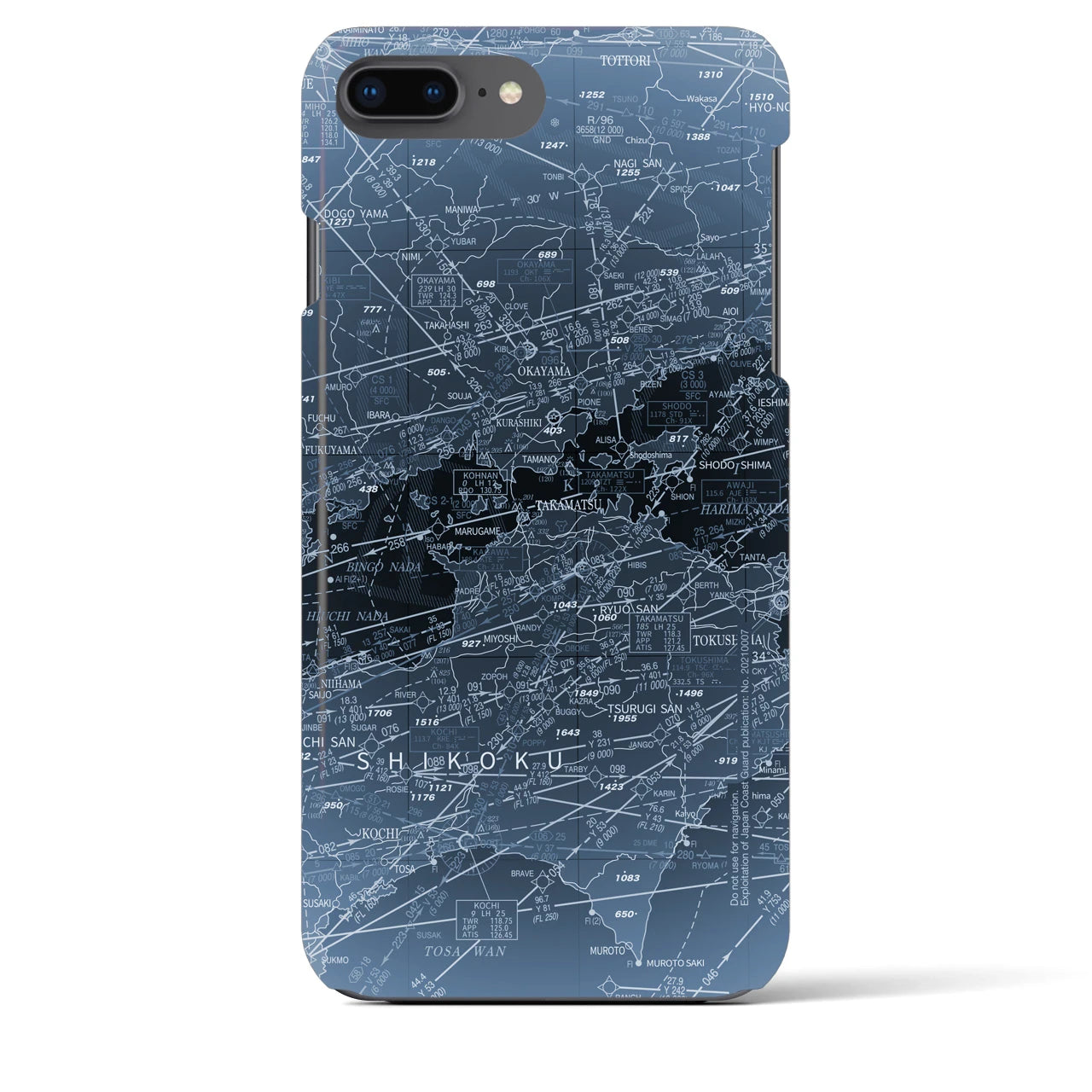 【岡山・高松航空図】地図柄iPhoneケース（バックカバータイプ・X-Ray）iPhone 8Plus /7Plus / 6sPlus / 6Plus 用