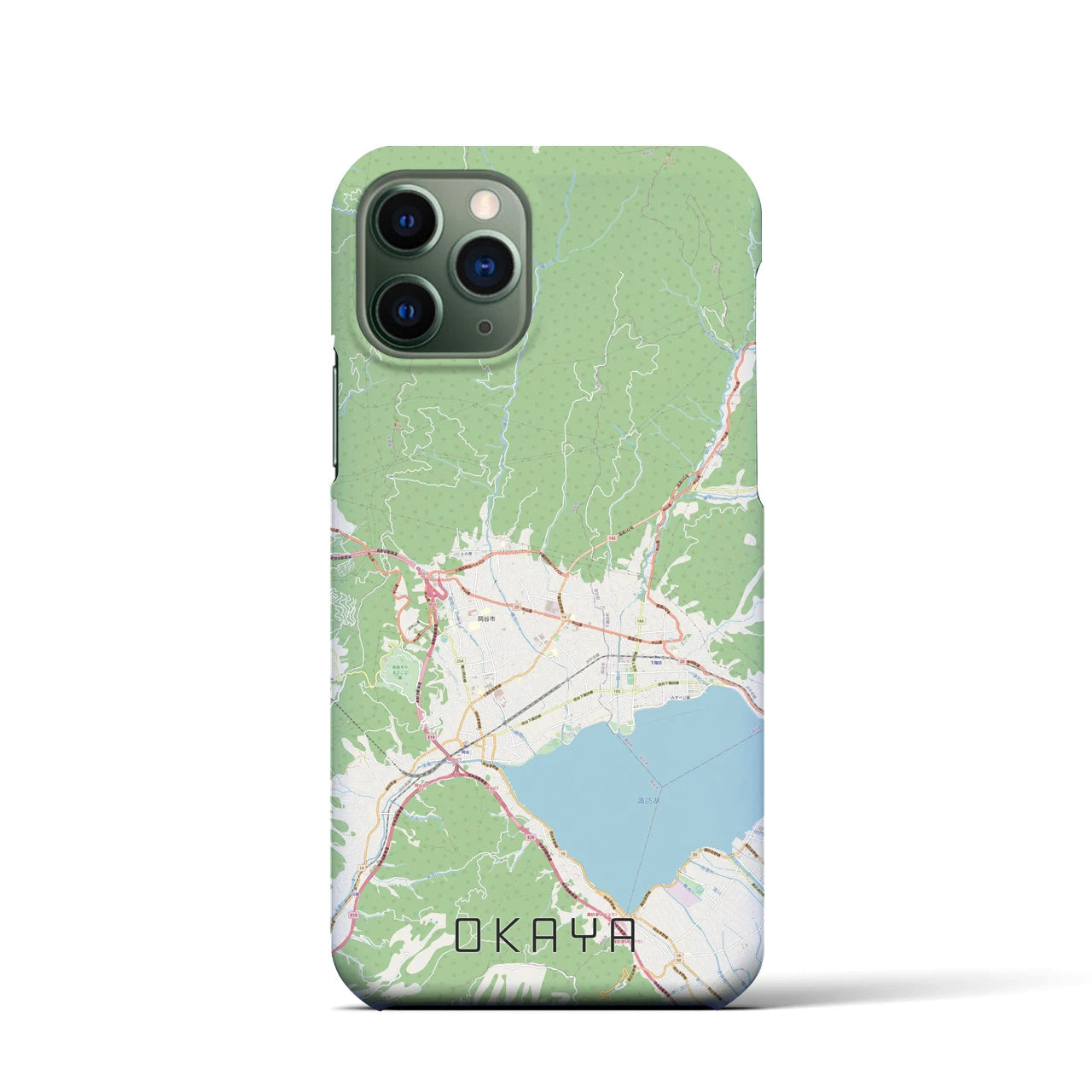 【岡谷】地図柄iPhoneケース（バックカバータイプ・ナチュラル）iPhone 11 Pro 用