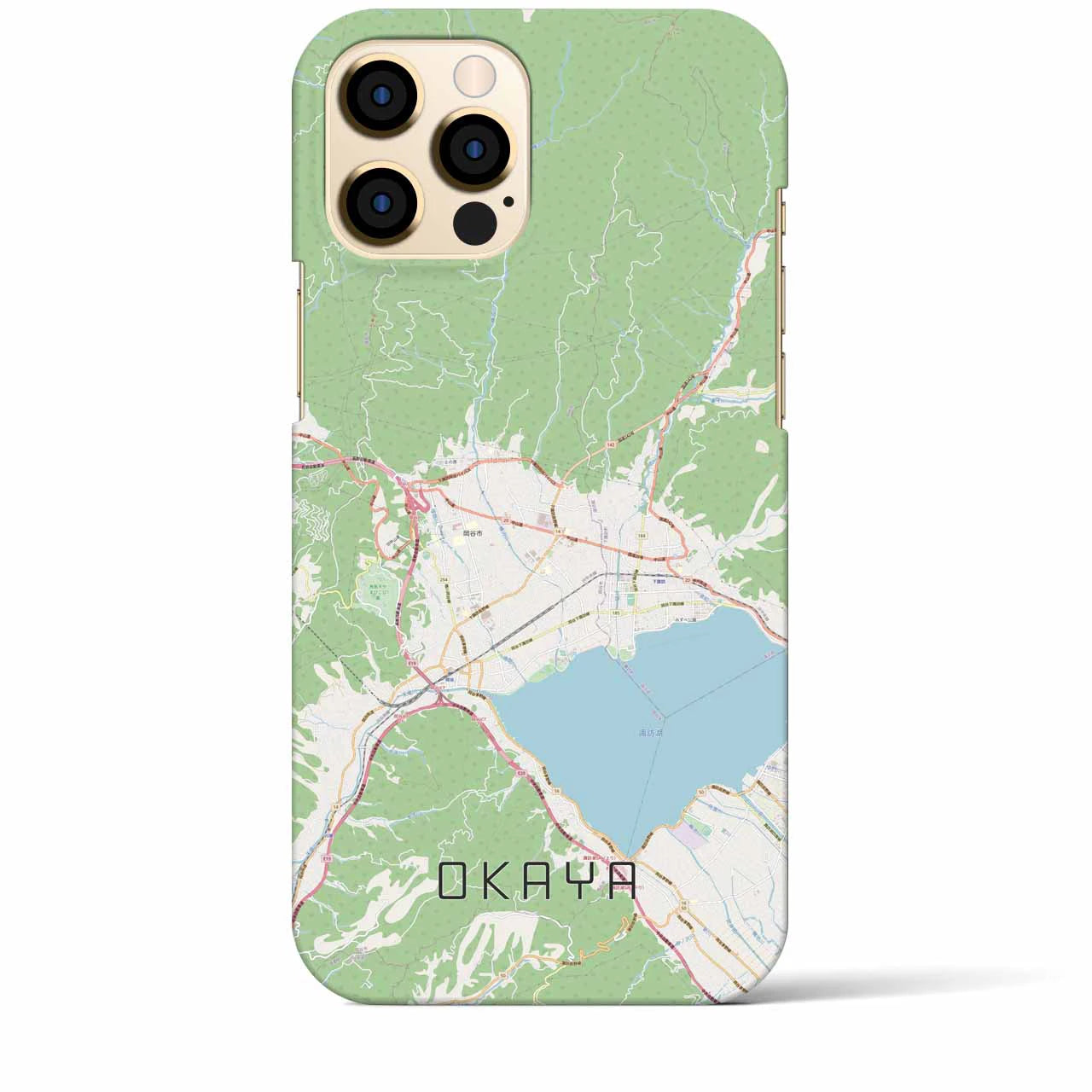 【岡谷】地図柄iPhoneケース（バックカバータイプ・ナチュラル）iPhone 12 Pro Max 用