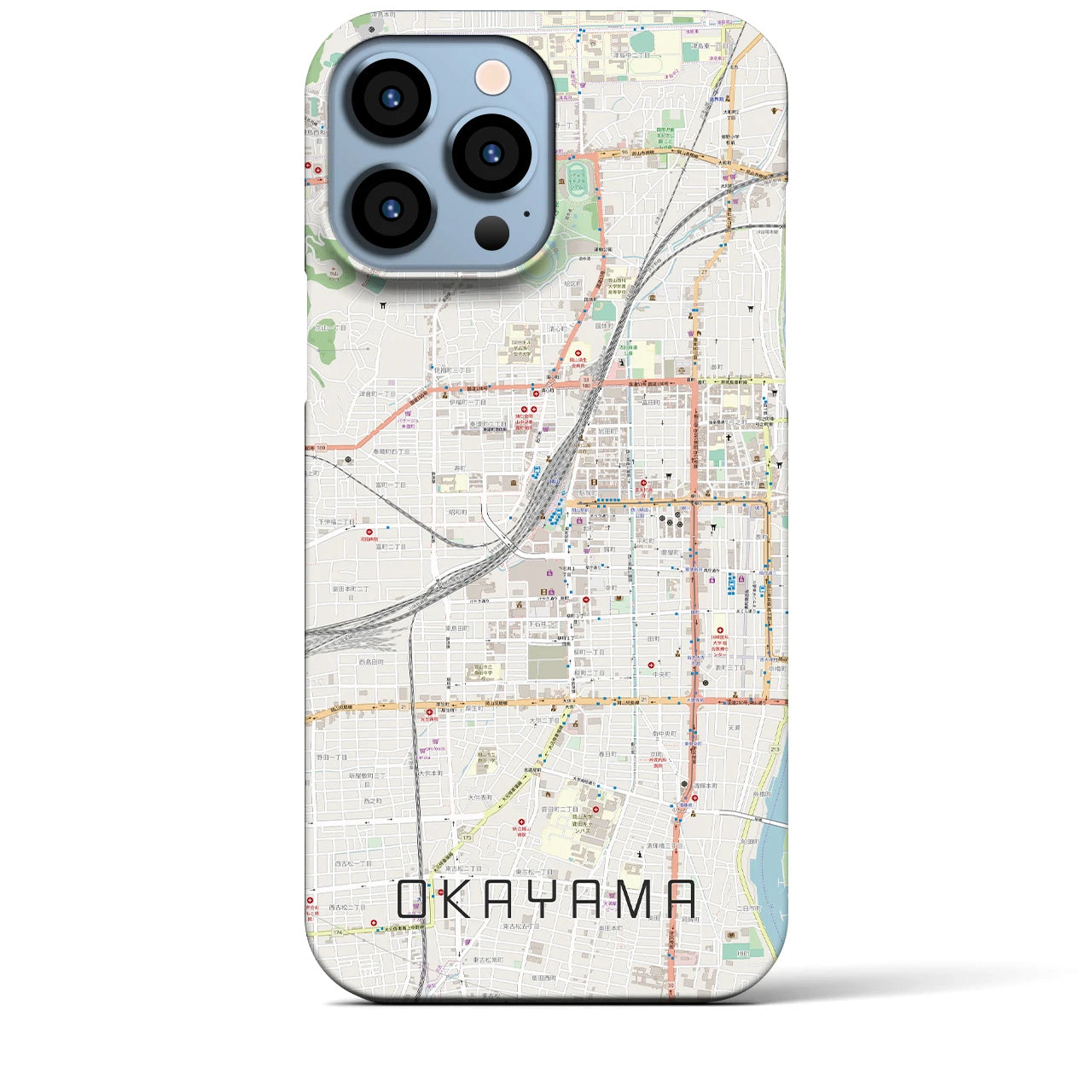 【岡山2】地図柄iPhoneケース（バックカバータイプ・ナチュラル）iPhone 13 Pro Max 用