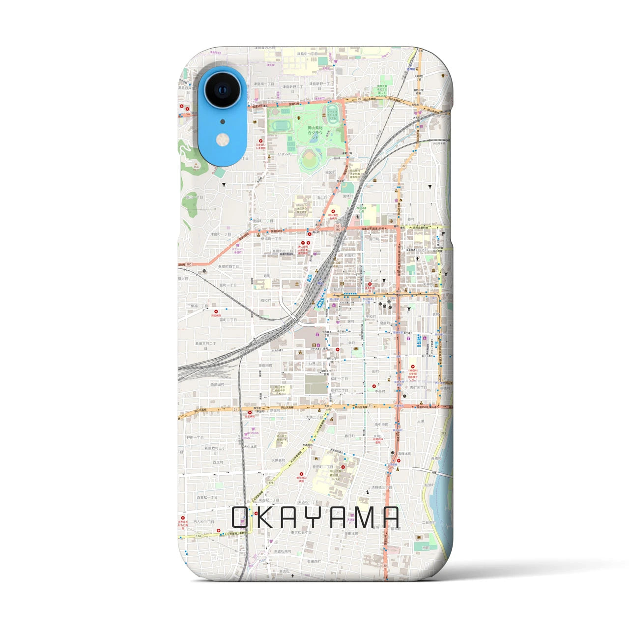 【岡山2】地図柄iPhoneケース（バックカバータイプ・ナチュラル）iPhone XR 用