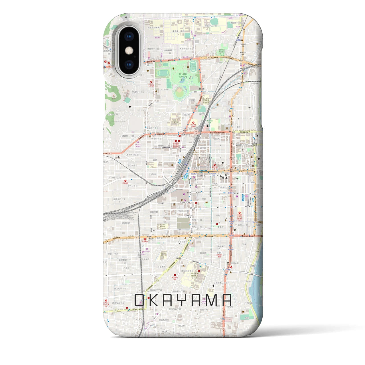 【岡山2】地図柄iPhoneケース（バックカバータイプ・ナチュラル）iPhone XS Max 用