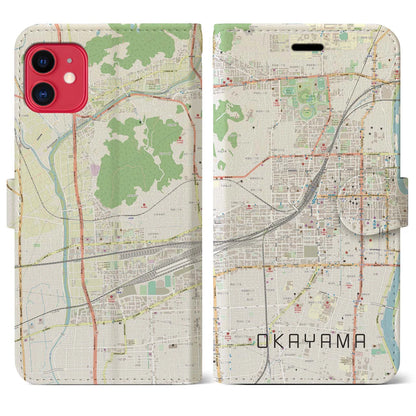 【岡山2（岡山県）】地図柄iPhoneケース（手帳タイプ）ナチュラル・iPhone 11 用