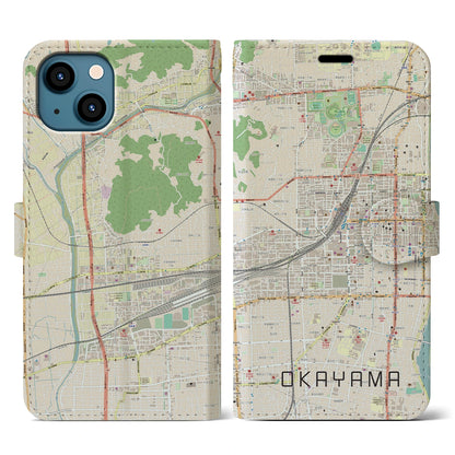 【岡山2（岡山県）】地図柄iPhoneケース（手帳タイプ）ナチュラル・iPhone 13 用