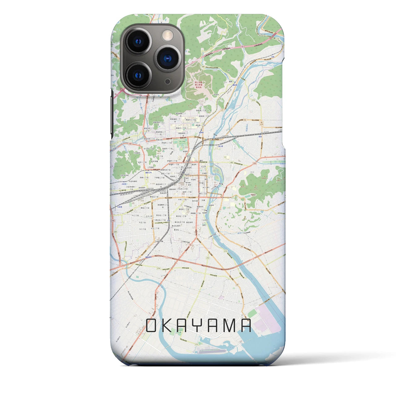 【岡山】地図柄iPhoneケース（バックカバータイプ・ナチュラル）iPhone 11 Pro Max 用