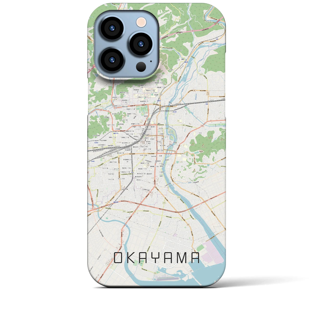 【岡山】地図柄iPhoneケース（バックカバータイプ・ナチュラル）iPhone 13 Pro Max 用