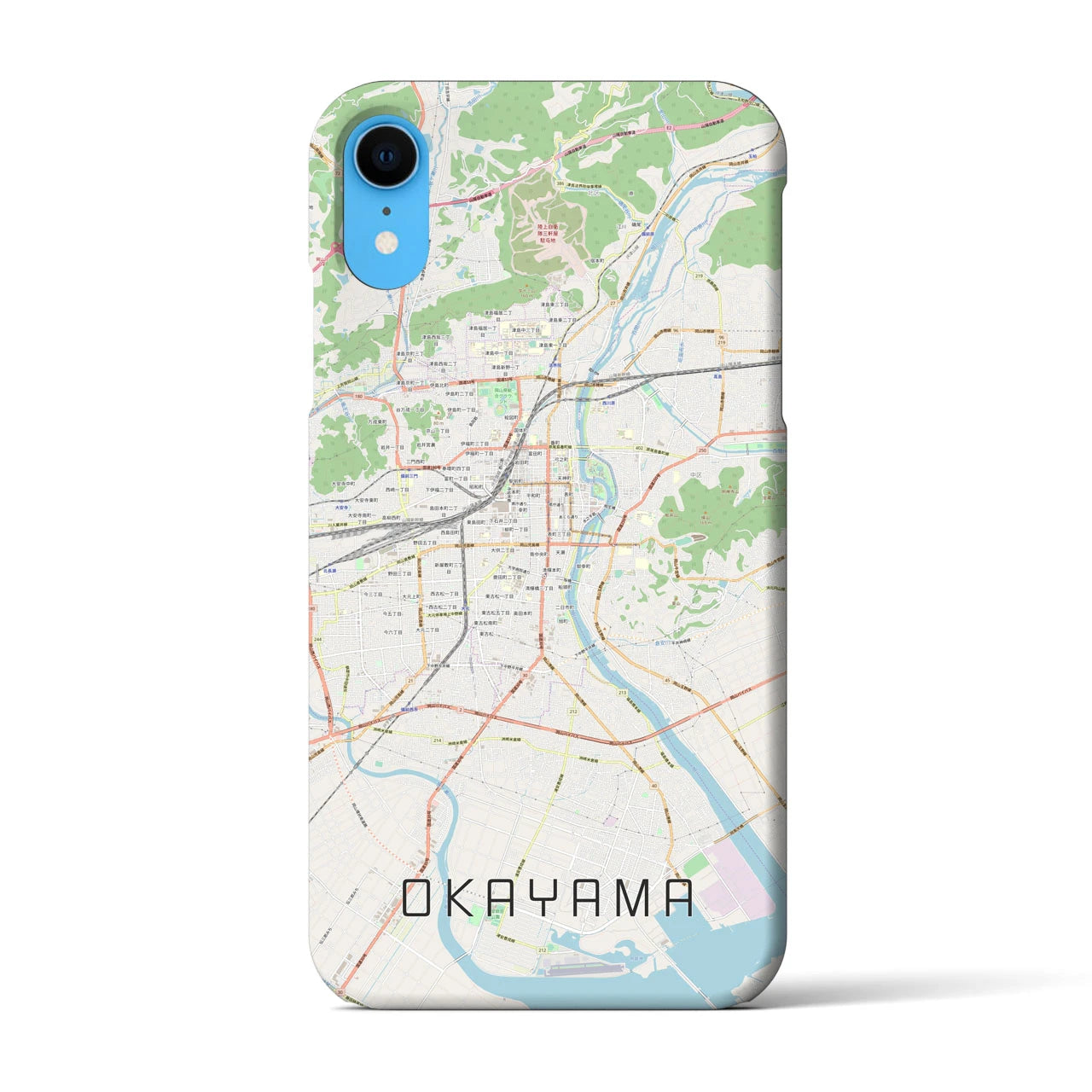 【岡山】地図柄iPhoneケース（バックカバータイプ・ナチュラル）iPhone XR 用