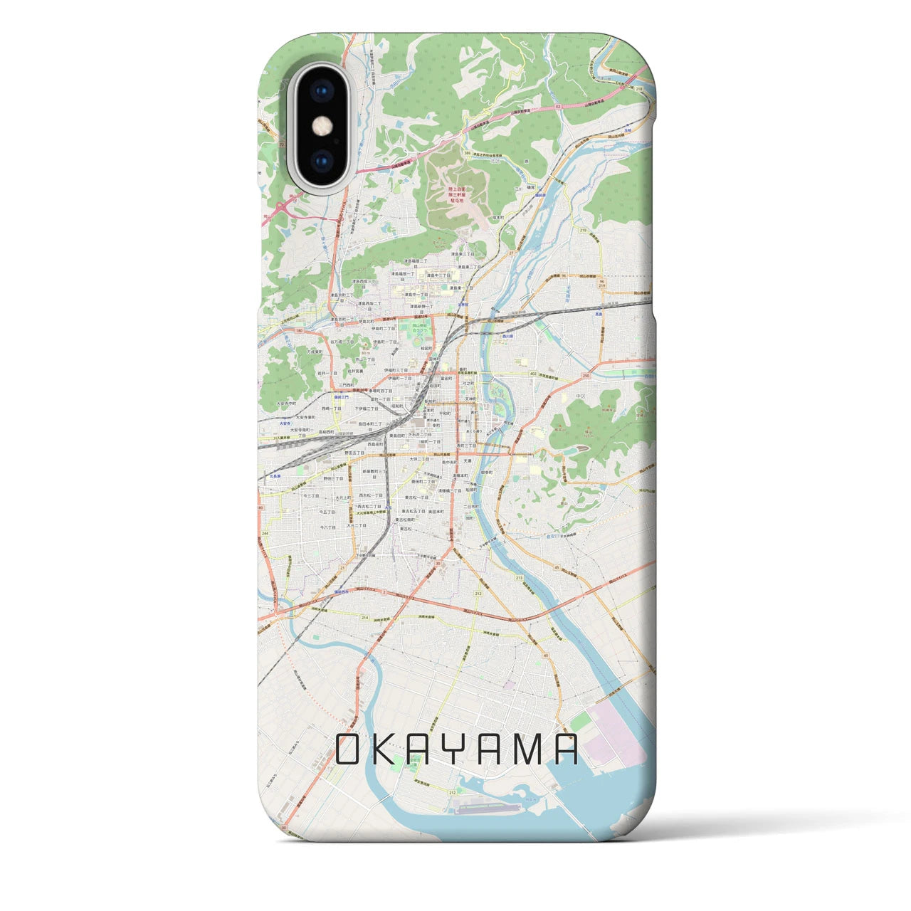 【岡山】地図柄iPhoneケース（バックカバータイプ・ナチュラル）iPhone XS Max 用