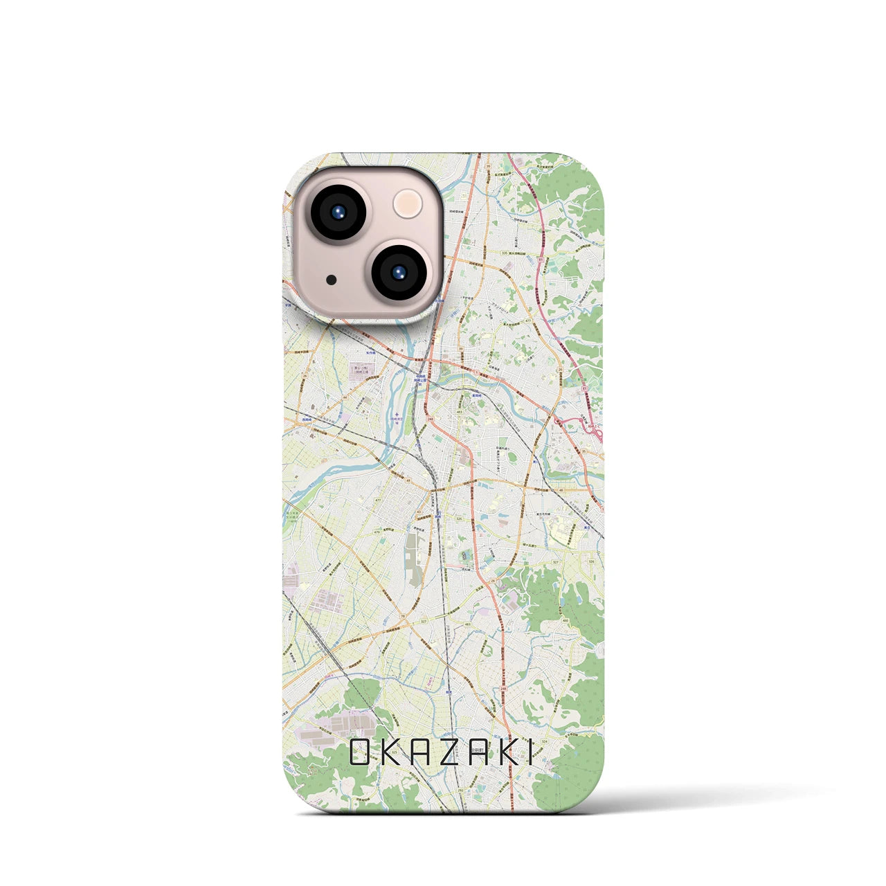 【岡崎】地図柄iPhoneケース（バックカバータイプ・ナチュラル）iPhone 13 mini 用
