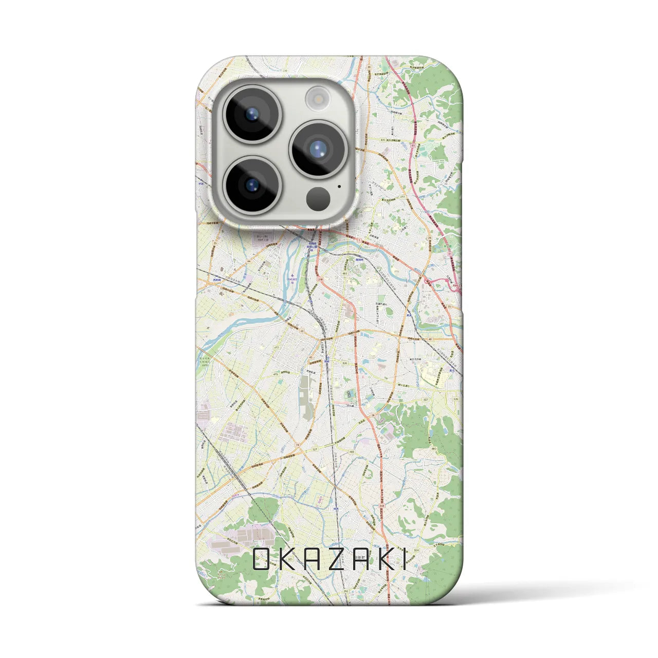 【岡崎】地図柄iPhoneケース（バックカバータイプ・ナチュラル）iPhone 15 Pro 用