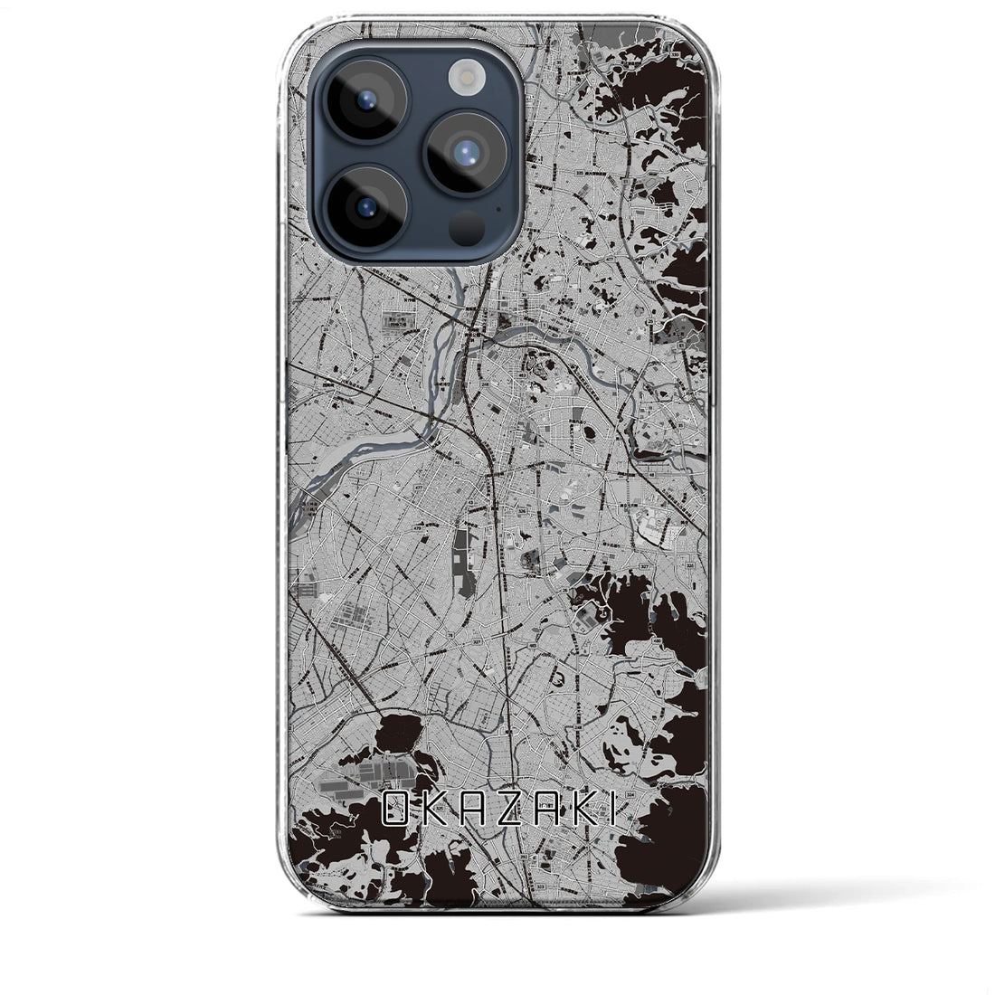 【岡崎】地図柄iPhoneケース（クリアタイプ・モノトーン）iPhone 15 Pro Max 用