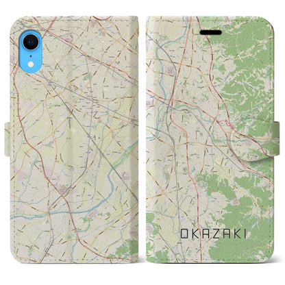 【岡崎（愛知県）】地図柄iPhoneケース（手帳タイプ）ナチュラル・iPhone XR 用