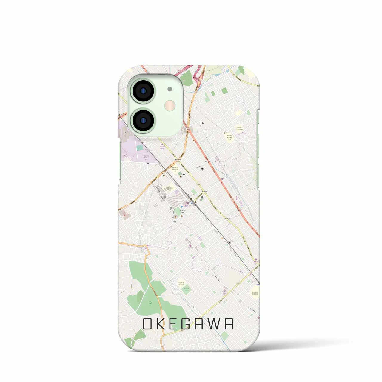 【桶川】地図柄iPhoneケース（バックカバータイプ・ナチュラル）iPhone 12 mini 用