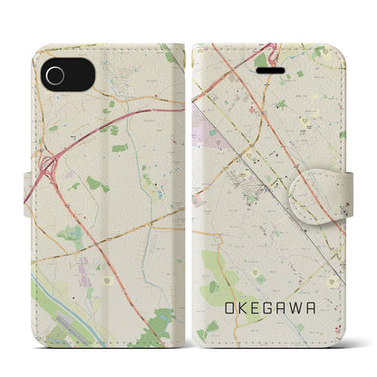 【桶川（埼玉県）】地図柄iPhoneケース（手帳タイプ）ナチュラル・iPhone SE（第3 / 第2世代） / 8 / 7 / 6s / 6 用