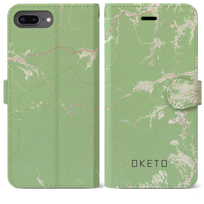 【置戸（北海道）】地図柄iPhoneケース（手帳タイプ）ナチュラル・iPhone 8Plus /7Plus / 6sPlus / 6Plus 用