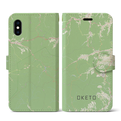 【置戸（北海道）】地図柄iPhoneケース（手帳タイプ）ナチュラル・iPhone XS / X 用