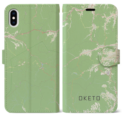 【置戸（北海道）】地図柄iPhoneケース（手帳タイプ）ナチュラル・iPhone XS Max 用