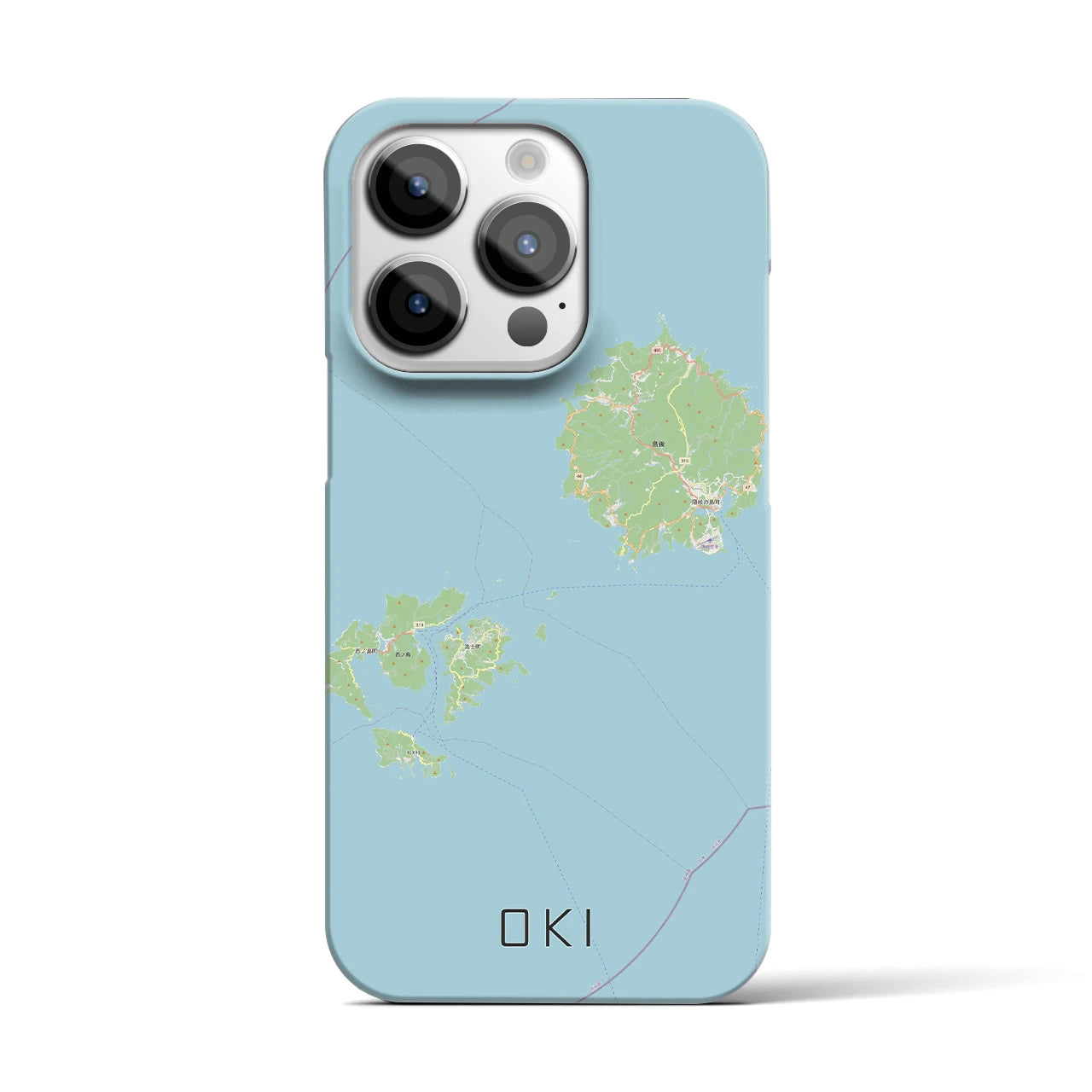 【隠岐】地図柄iPhoneケース（バックカバータイプ・ナチュラル）iPhone 14 Pro 用