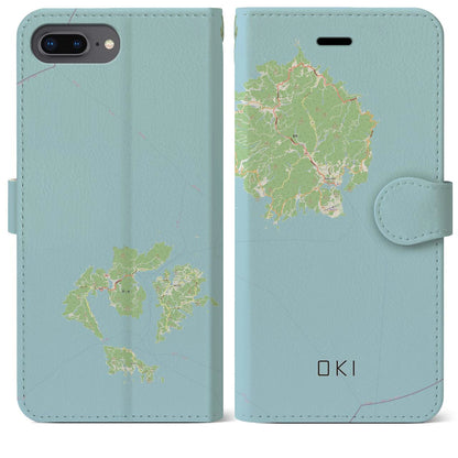 【隠岐（島根県）】地図柄iPhoneケース（手帳タイプ）ナチュラル・iPhone 8Plus /7Plus / 6sPlus / 6Plus 用