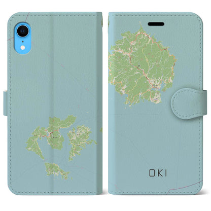 【隠岐（島根県）】地図柄iPhoneケース（手帳タイプ）ナチュラル・iPhone XR 用