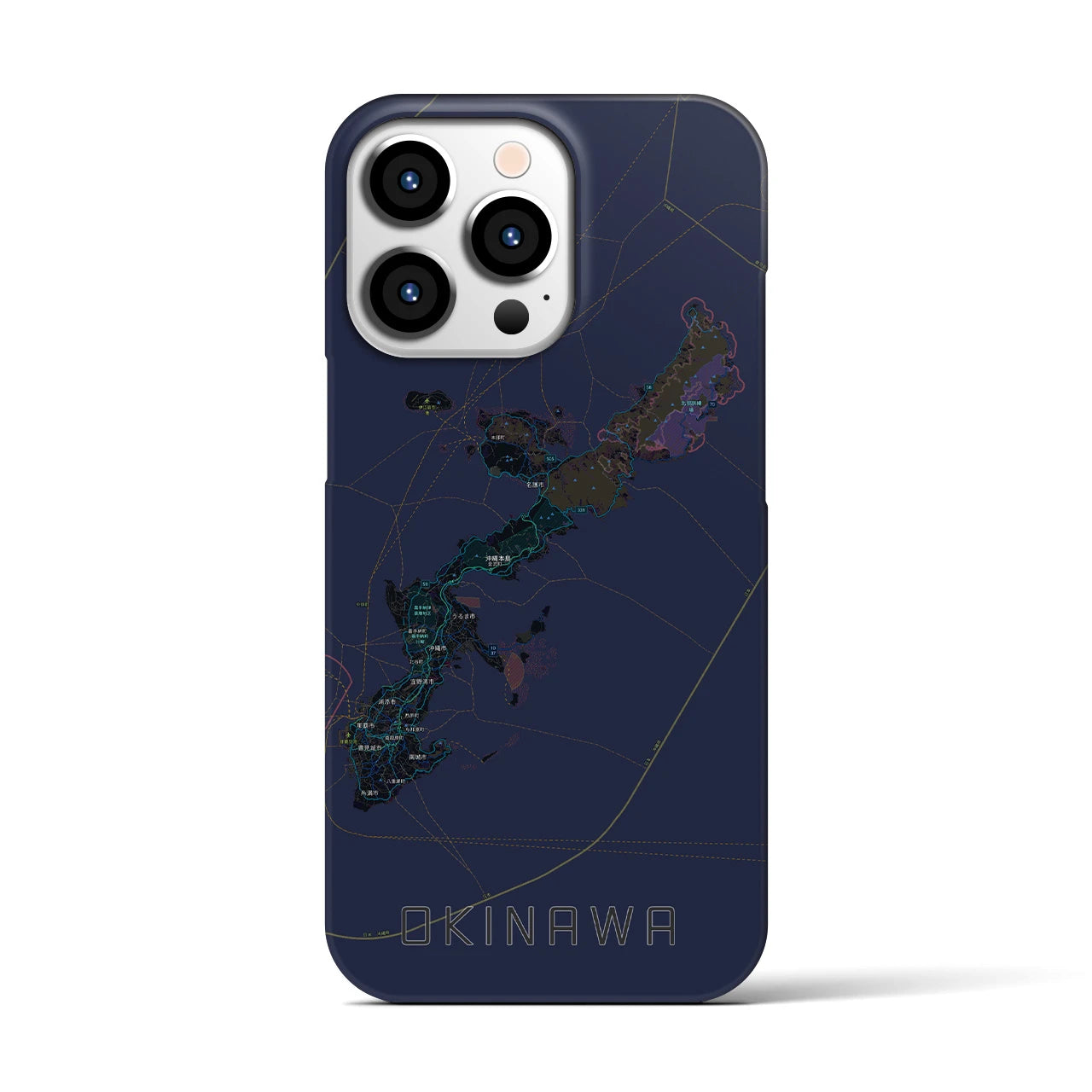 【沖縄2】地図柄iPhoneケース（バックカバータイプ・ブラック）iPhone 13 Pro 用