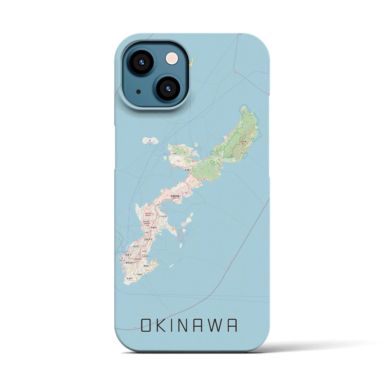 【沖縄2】地図柄iPhoneケース（バックカバータイプ・ナチュラル）iPhone 13 用