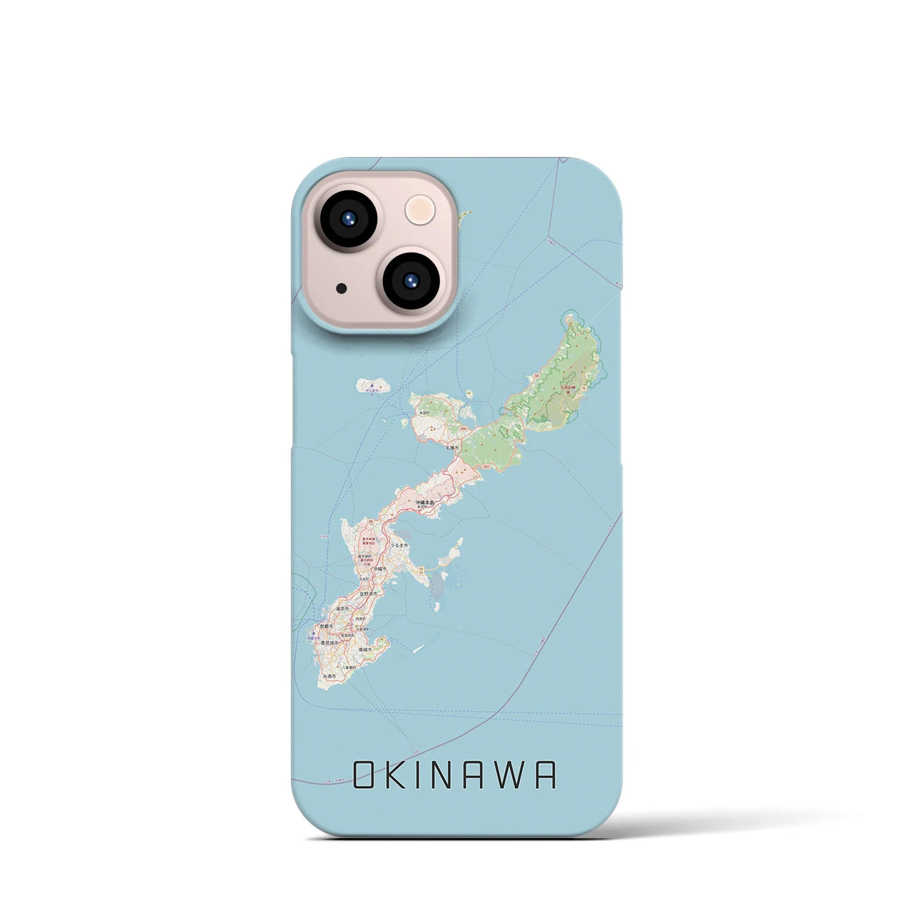 【沖縄2】地図柄iPhoneケース（バックカバータイプ・ナチュラル）iPhone 13 mini 用