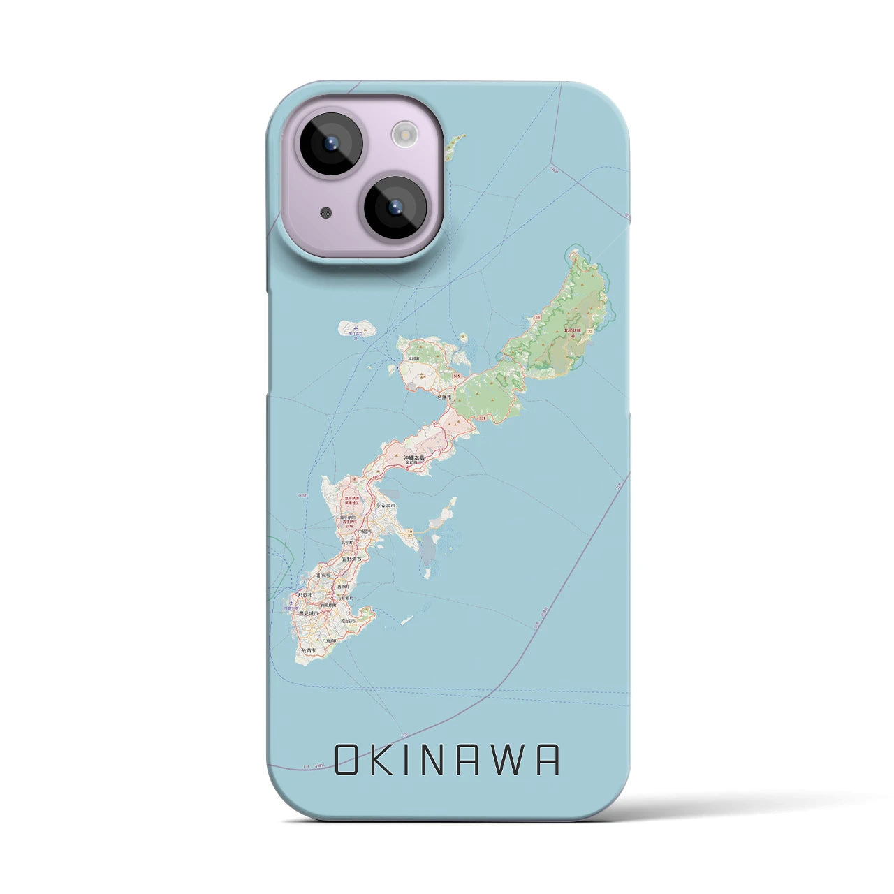 【沖縄2】地図柄iPhoneケース（バックカバータイプ・ナチュラル）iPhone 14 用
