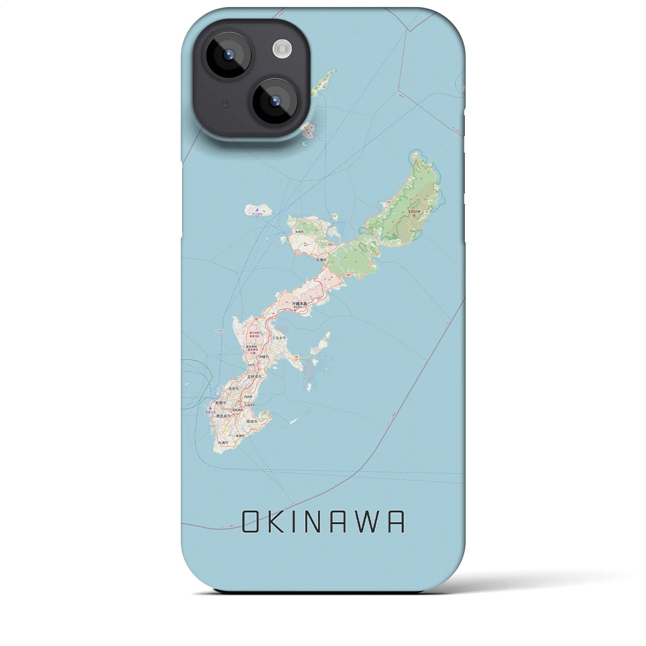 【沖縄2】地図柄iPhoneケース（バックカバータイプ・ナチュラル）iPhone 14 Plus 用