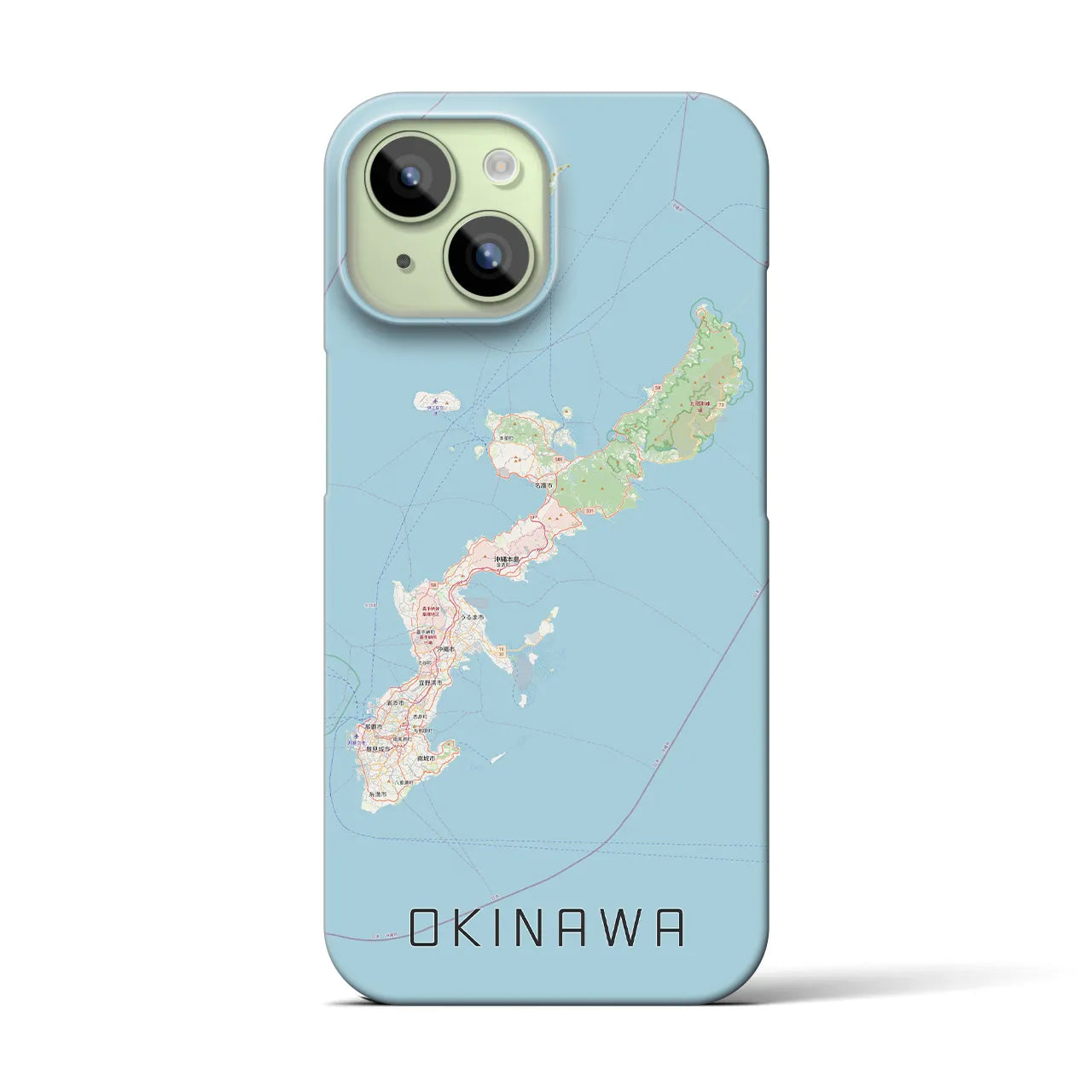 【沖縄2】地図柄iPhoneケース（バックカバータイプ・ナチュラル）iPhone 15 用