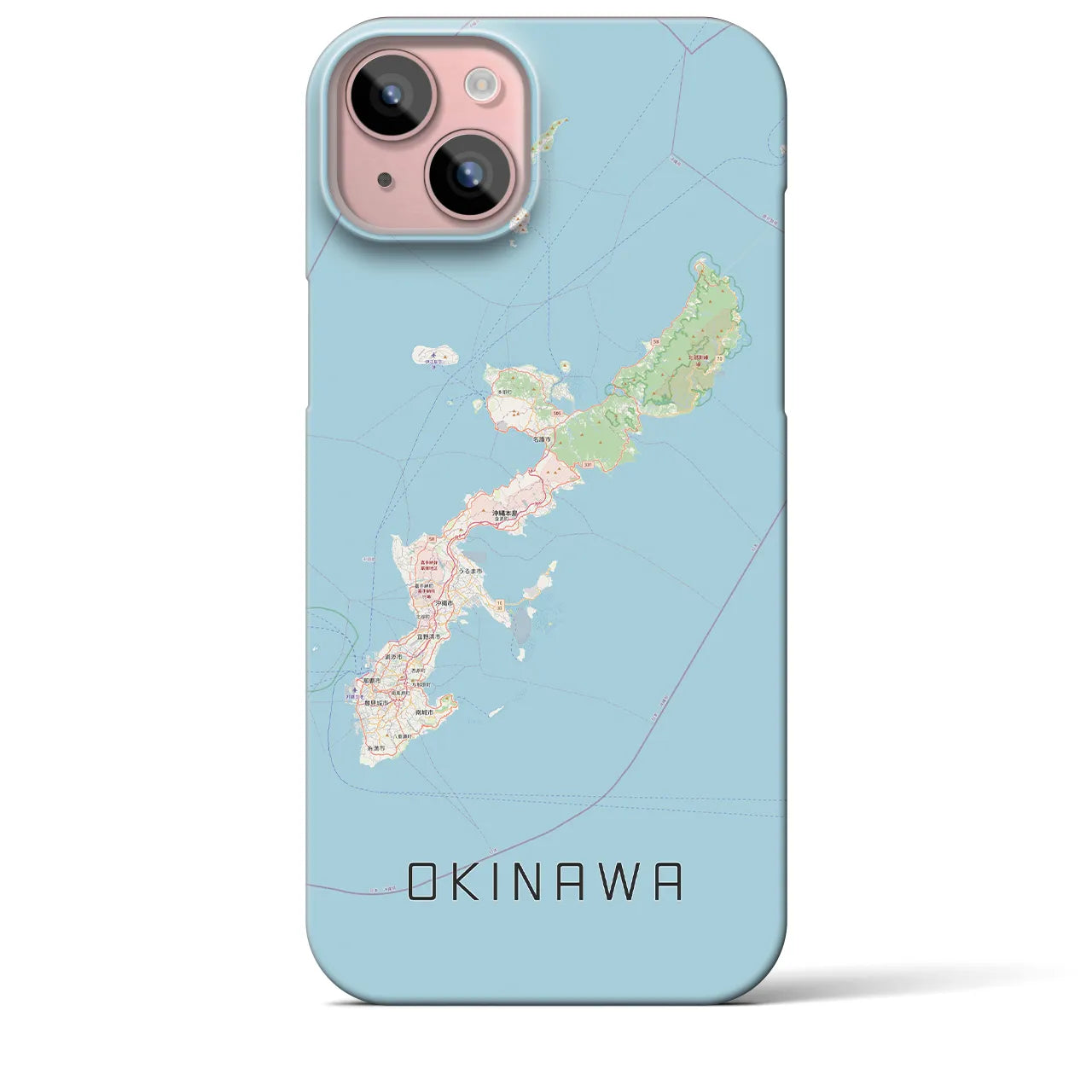 【沖縄2】地図柄iPhoneケース（バックカバータイプ・ナチュラル）iPhone 15 Plus 用