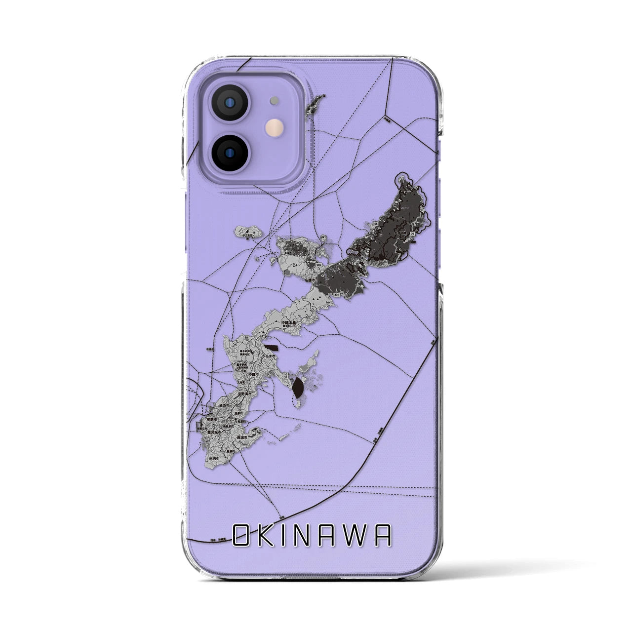 【沖縄2】地図柄iPhoneケース（クリアタイプ・モノトーン）iPhone 12 / 12 Pro 用