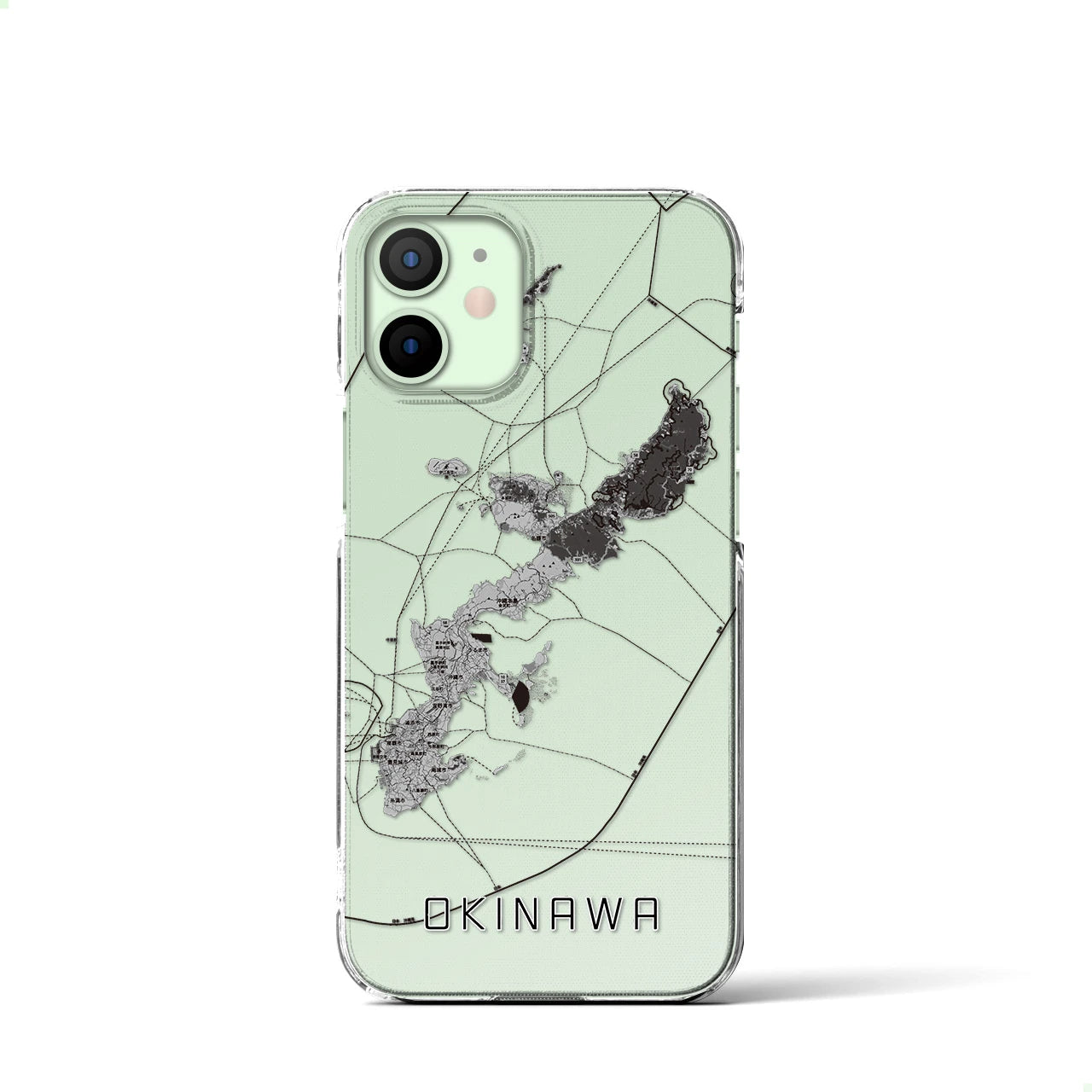 【沖縄2】地図柄iPhoneケース（クリアタイプ・モノトーン）iPhone 12 mini 用
