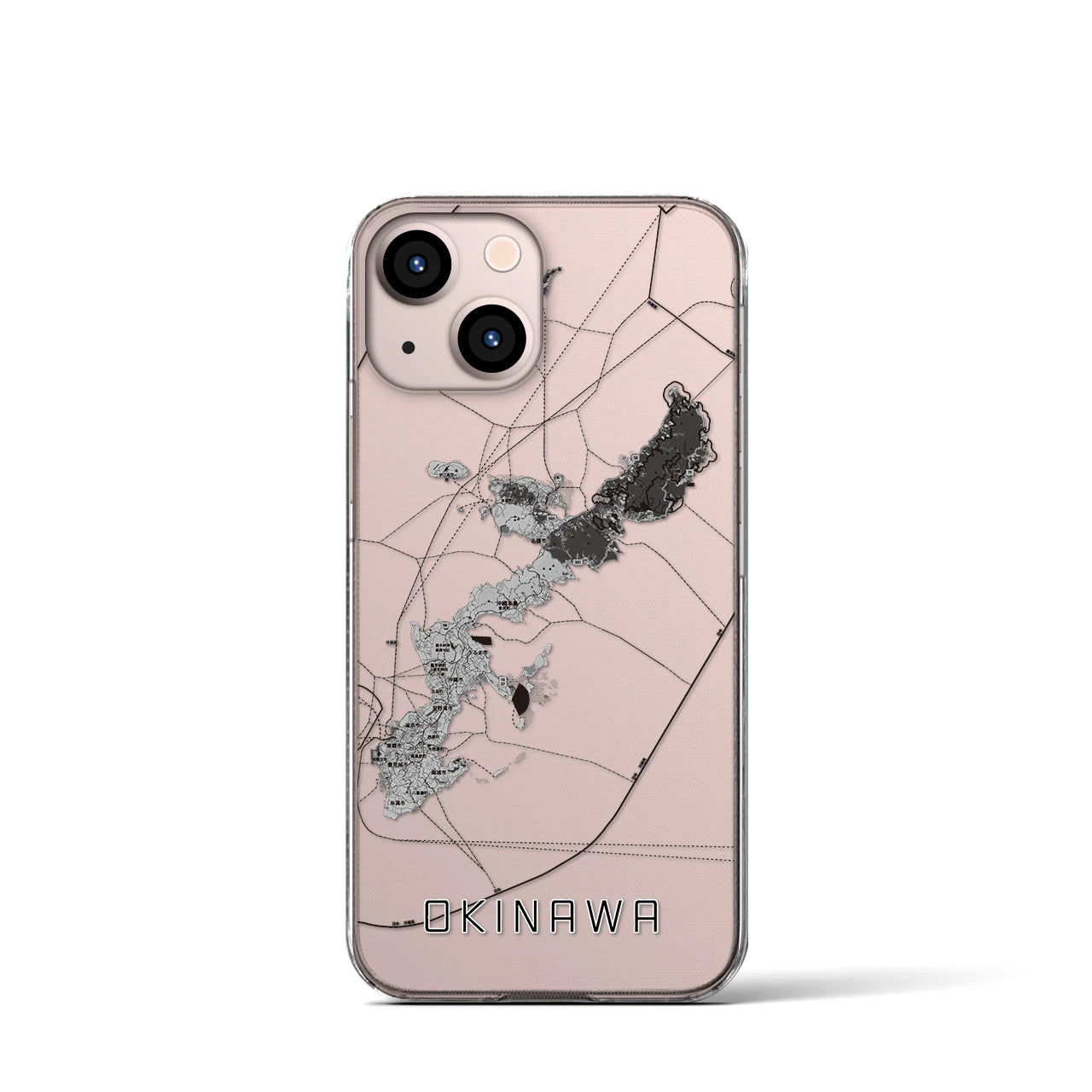 【沖縄2】地図柄iPhoneケース（クリアタイプ・モノトーン）iPhone 13 mini 用