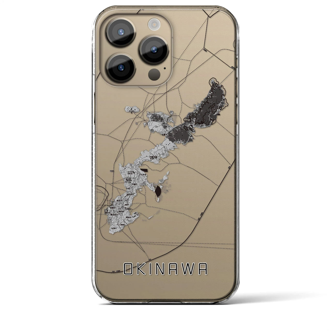 【沖縄2】地図柄iPhoneケース（クリアタイプ・モノトーン）iPhone 14 Pro Max 用