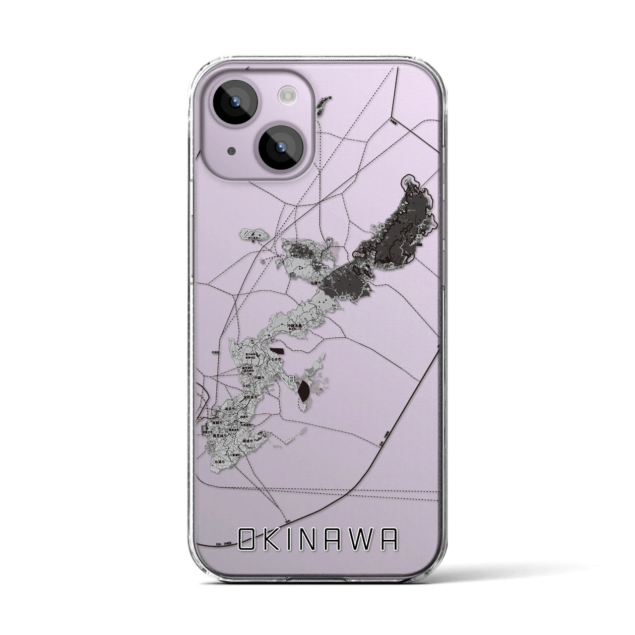 【沖縄2】地図柄iPhoneケース（クリアタイプ・モノトーン）iPhone 14 用