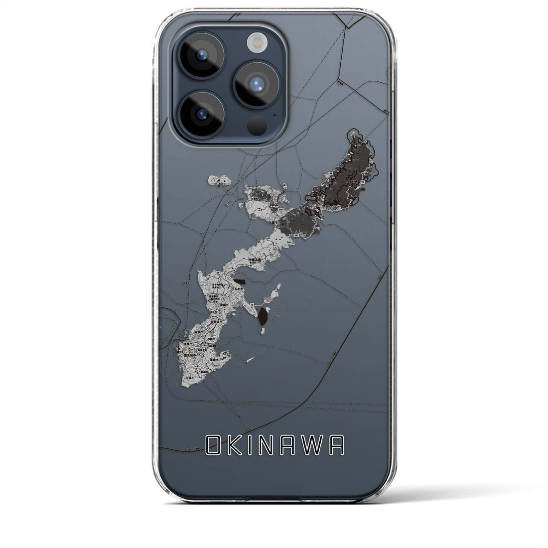 【沖縄2】地図柄iPhoneケース（クリアタイプ・モノトーン）iPhone 15 Pro Max 用
